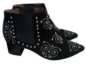 Jeffrey Campbell Mulvain Black Studded Suede Western Chelsea Boots Size 39/8-8.5